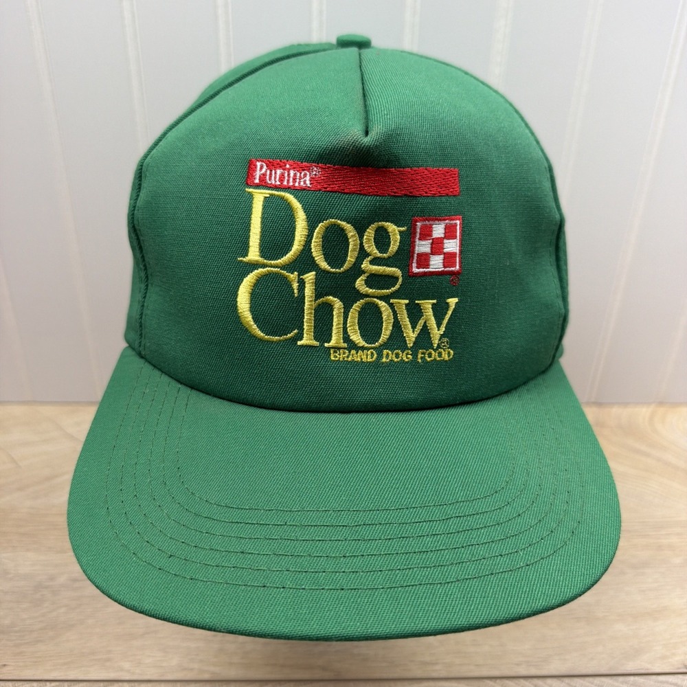 Purina Dog Chow Hat Men's Green Snapback Dog Food Vintage USA Cap Pre-Owned